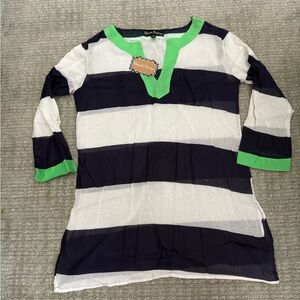 Striped Tunic Top with Green Accents